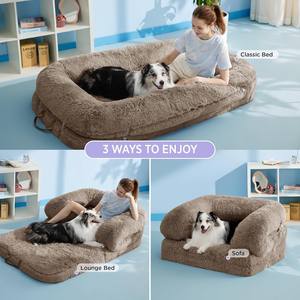 Cama para Perros de Espuma Viscoelástica Extra Grande para Invierno, Transpirable, Ortopédica, Resistente al Agua, Altura Ajustable, Funda Extraíble, Tamaño Humano para Mascotas - Product Image 2