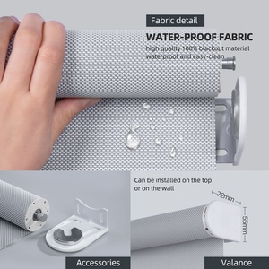 ZSTARR Ventana francesa residencial al aire libre Técnica de agujero de alfiler Patrón de tela horizontal Persianas enrollables de motor eléctrico de plástico - Product Image 4