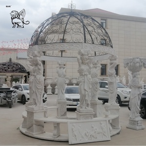 BLVE Pavillon <span class=keywords><strong>de</strong></span> jardin <span class=keywords><strong>de</strong></span> luxe extérieur personnalisé en pierre naturelle, dôme en fonte, gazebo en marbre blanc - Product Image 1