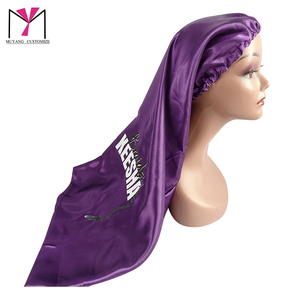 Braids by KEEsha T Type Long Satin <b>Bonnet</b> For Adults Purple Fashion Headwear With Heat Transfer Printing - Product Image 3