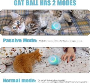 Balle roulante automatique à rotation 360° avec recharge USB, jouet d'exercice pour animaux de compagnie, balle intelligente pour chat, jouets de poursuite - Product Image 4