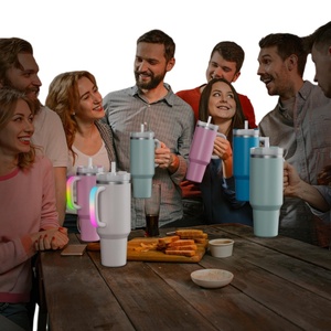 Copo Térmico de 40oz com Alça Iluminada por LED e Tampa com Canudo, Copo a Vácuo de Aço Inoxidável para Festas, Acampamentos e Bebidas Geladas Diárias - Product Image 3