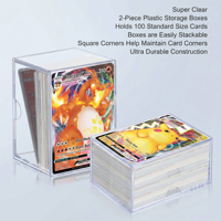 Boîte à cartes coulissante en acrylique transparente de qualité supérieure JIN OU, lot de 2, pour cartes à collectionner PKM, MTG, TCG, cartes sportives
