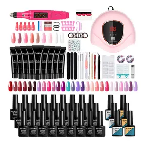 Customized LOGO Nail Gel Kit With UV lamp Colors Acrylic Gel 36w Nail Lamp Polishing Machine Nail Art Kit Support