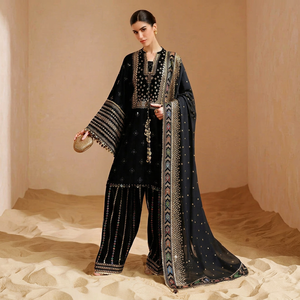 Ensemble de vêtements indiens pakistanais brodés de luxe pour femmes, Salwar Kameez Dupatta, style velours, sans plis, printemps/hiver, pour mariage - Product Image 1