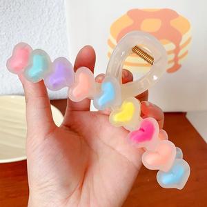 Pinzas de Pelo de Plástico con Forma de Corazón, Pinzas de Garra Goody, Color de Moda, Estilo Coreano, 13 cm - Product Image 6