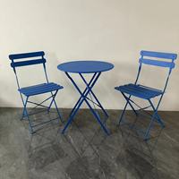 Ensemble de bistro de cour pliante en acier de qualité supérieure avec table et chaise de balcon pliables de 3 pièces