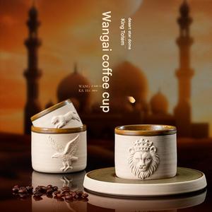 <span class=keywords><strong>Taza</strong></span> de Espresso de Cerámica con Relieve 3D de Cabeza de Animal Árabe de Oriente Medio, 120ml 250ml, Sin Asa - Product Image 2