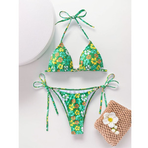 2-Mảnh Thiết Lập Side Tie Halter Bikini Áo Tắm Nhanh Chóng Khô Thoáng Khí Phía Trước Logo Sexy Brazil Đồ Bơi Cho Phụ Nữ - Product Image 5