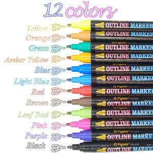 <span class=keywords><strong>Pennarelli</strong></span> Outline Flysea con Punta da 3mm, Penne a <span class=keywords><strong>Doppia</strong></span> <span class=keywords><strong>Linea</strong></span> Colorate - Product Image 5