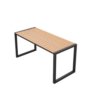 Juego de comedor de lujo para todo tipo de clima, mesas de <span class=keywords><strong>Picnic</strong></span>, muebles de exterior, sillas y mesa de café de acero y metal de madera WPC para fiestas públicas - Product Image 5