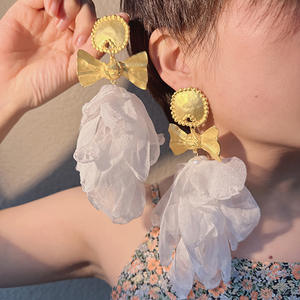 Kaiei – boucles d'oreilles pendantes pour femme et fille, Design de luxe, en dentelle, pétales de coton, fleur de fée, <span class=keywords><strong>100</strong></span> - Product Image 4