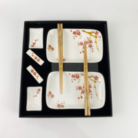 Ensemble de vaisselle à sushi personnalisé de luxe fleur de prunier baguettes écologiques repose-baguettes assiettes à vaisselle pour présentations