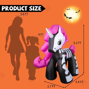 Custom Halloween Skeleton <strong>Unicorn</strong> Inflatable Yard Decoration Cute LED Lights for Outdoor <strong>Party</strong> Decorations - Product Image 5