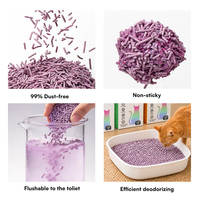 Litière pour chat en coquilles de pois de 1,5 mm, biodégradable, parfum lavande, agglomération rapide, sans poussière, contrôle des odeurs, vente en gros, OEM, marque privée