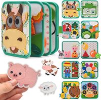 Animal de ferme vert Montessori livre silencieux jeu sensoriel voyage feutre livre pour garçons et filles motricité fine jouets éducatifs