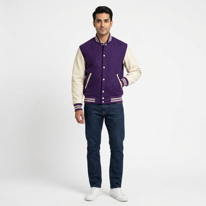 Blousons universitaires pour hommes, blousons de baseball et d'aviateur printemps, broderies, manches en cuir PU, manteaux bomber automne pour femmes - Product Image 1