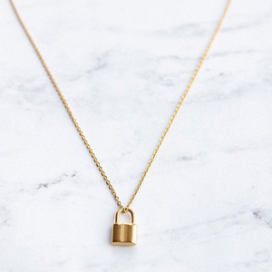 <span class=keywords><strong>Collar</strong></span> de la amistad de acero inoxidable chapado en oro de 18 quilates, colgante de <span class=keywords><strong>candado</strong></span>, joyería delicada en capas para mujeres y hombres, <span class=keywords><strong>cadena</strong></span> de eslabones de regalo - Product Image 2