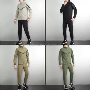 Survêtements de sport pour hommes avec logo personnalisé, veste et pantalon en nylon léger tissé, fermeture éclair, capuche - Product Image 5