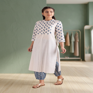 Robe Kurti en coton pour femme avec imprimé numérique, longueur cheville, coupe ample, tenue ethnique indienne traditionnelle, tenue décontractée pour adultes - Product Image 5