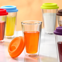 Tasse à eau isolée en verre borosilicate double couche avec couvercle respirant, style américain, résistante aux hautes températures pour le café