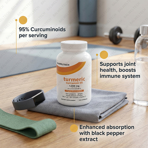 Capsules de Curcuma et Curcumine à Marque Blanche OEM, Supplément de Curcumine avec Poivre Noir, Complément Herbal pour le Soutien Antioxydant - Product Image 2