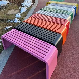 Long Iron <b>Bench</b> Park Outdoor Modern Design Mall <b>Leisure</b> Backrest Seat - Product Image 3