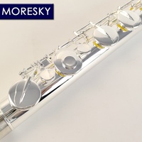MORESKY Bass Flute MBFL-101 C Tone Silver Plated C Key Cupro-Nickel Body Metal Closed Hole Design Case/OEM