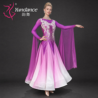 Robe de danse de salon en mousseline de soie personnalisée Yundance B-26109-2, robe de compétition professionnelle en strass pour femmes, standard pour la valse et le tango
