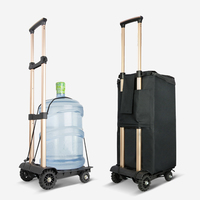 Chariot de supermarché utilitaire pliable Chariot à main roulant avec 4 roues rotatives Sac étanche amovible pour l'épicerie Blanchisserie Voyage Bureau