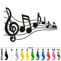 Autocollant mural de musique en vinyle, 12 pièces, Sticker à motif de musique, pour fenêtre de voiture, pc portable, guitare, Piano, cadeau découpé