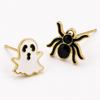 Boucles d'oreilles clous fantômes d'Halloween Mylove personnalisées en laiton plaqué or 18 carats avec émail et zircone cubique pour femmes, idéales pour costumes effrayants et bals masqués