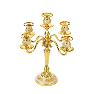 Candlestick Holder Set New Round Iron Cast Metal Gold Wedding Centerpieces Candelabra For Taper