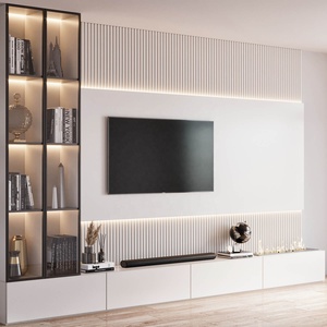 Meuble TV design brillant PA Fashion, meuble TV moderne <span class=keywords><strong>pour</strong></span> salon avec foyer - Product Image 1