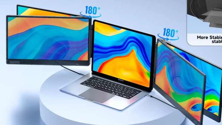 Triple 14 Inch Laptop Screen Extender - 1080P FHD IPS