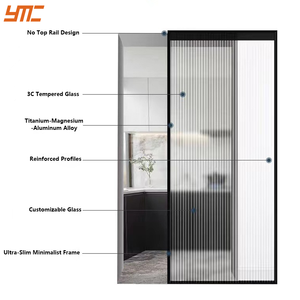 自動室内スライド式ゴーストドアハードウェアリビングルームバスルームトラック隠しゴーストスライドドアキットガラスドア用 - Product Image 2