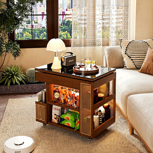 NKAHS Modern Wood Living Room <b>Cabinet</b> with Storage Shelves and Wheels for Sofa Side Use - Product Image 1