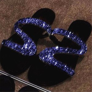 Sandales plates élégantes pour femmes avec strass, grandes tailles, bout ouvert, brillantes, forme <span class=keywords><strong>Z</strong></span>, style Roma - Product Image 2