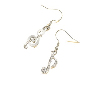 Boucles d'oreilles en strass étincelants, élégantes, luxueuses et uniques ; note de musique asymétrique géométrique minimaliste en strass - Product Image 5