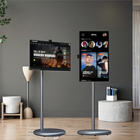 Téléviseur intelligent mobile LED 27 pouces HDTV 128 Go 9000 mAh avec système Android 13, écran publicitaire interactif portable sur roulettes