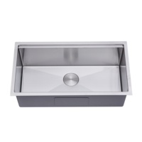 Vente chaude Évier De Cuisine En Acier Inoxydable SUS304 Grand Évier À Bol Unique Sans Robinet Brosse Évier À La Main Cuisine
