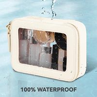Trousse de Maquillage Transparente avec Fermeture Éclair Dorée, Organisateur Cosmétique Tendance, Étui de Voyage Étanche en PU pour Articles de Toilette et Soins de la Peau