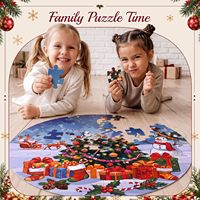 Puzzle en papier éducatif personnalisé directement de l'usine, puzzle rond de 70 pièces, grand puzzle pour le sol, cadeaux de Noël