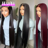 Peluca frontal con cierre de encaje HD sin pegamento, color marrón ombré con rubio miel, cabello humano virgen brasileño SDD liso original