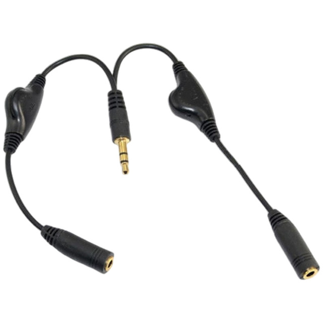 Wholesale Headphone AUX Splitter Audio Extension Cable 3.5mm Stereo Audio 1 Male to 2 Female Splitter Adapter With Volume Switch