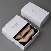 Boîte à chaussures personnalisée avec fenêtre en plastique, boîte cadeau pour chaussures en cuir pour homme, boîte cadeau pour sandales pour femme, emballage en papier avec logo gaufré or