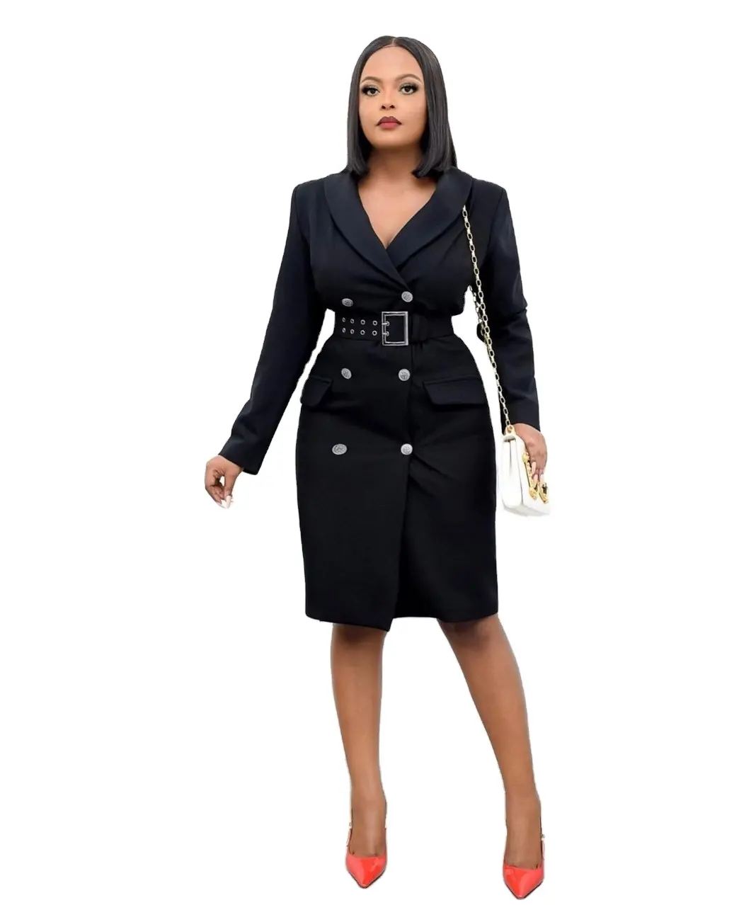 Stylish Luxury Clothing Work Dresses Women Office Wear Business Long Sleeve Short Formal Midi Blazer Dresses