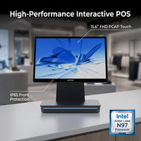 Système de point de vente de bureau ultra-fin COMPAX 15,6 pouces, écran multi-tactile, Intel N97, IP65, résistant à l'eau à l'avant, Windows, NFC, garantie de 3 ans