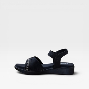 Women Stylish Black Cross Strap Wedge Sandal Comfortable Fashion Casual Party Wear Slip On Lightweight Soft Elegant Footwear - Product Image 4