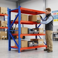 Étagère de stockage industrielle à 4 niveaux réglables, robuste, sans boulons, capacité de charge de 500 kg, en acier, pour entrepôt